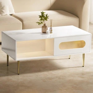 Modern Coffee Table for Living Room - LED Living Room Table with 4 Storage Co... - Picture 1 of 7