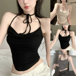 Contemporary Womens Summer Tank Top with Neck Strap for Casual Outings - Picture 1 of 44