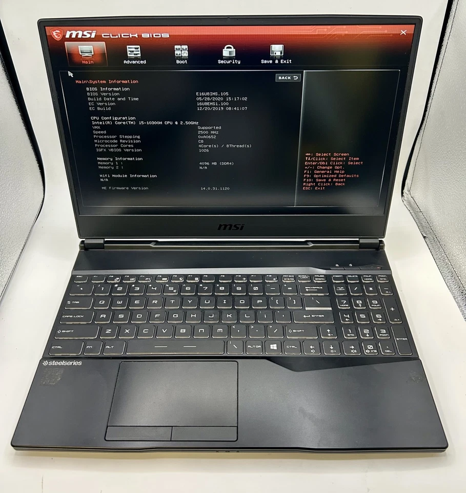 MSI GL65 Leopard 15" Gaming i5-10300H 2.5GHz 4GB RAM 128GB SSD GTX 1650 Sin OS Foto 1 de 4