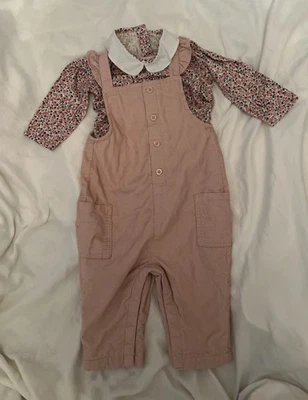 NUEVO CON ETIQUETAS Baby Gap Niñas Mono de Pana Rosa Pálido/Body Floral 6-12 Meses Org $60 Foto 1 de 4