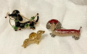 Dackel Brosche Anstecknadel verschiedene Posten Urlaub Motiv, Strass Kunst, klassisches Profil - Bild 1 von 19