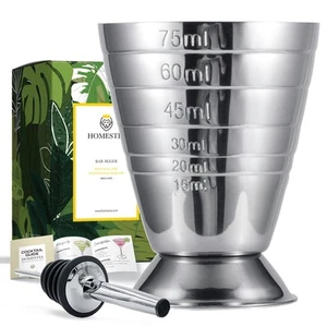 Stainless Steel Measuring Cup, 2.5 oz, 75 ml, Cocktail Jiggers, Multi-Unit Me... - Picture 1 of 9