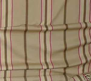 BRUNSCHWIG & FILS STRIPED LINEN Ticking Vertical Stripe Tan Brown Red 5+ yds - Picture 1 of 2