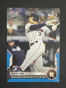 Jeremy Pena RC - 2022 Topps Now #1128 - ALCS Rookie - BLUE Parallel - SP SN /49 - Picture 1 of 2