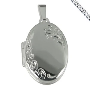 MEDAILLON poliert für 4 Bilder Amulett Blume Pflanze Ranke auch Kette Gravur - Picture 1 of 13