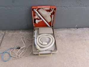 Vintage Hoover Portable Suitcase Vacuum Cleaner w Attachments Model 2120 Orange - Picture 1 of 24