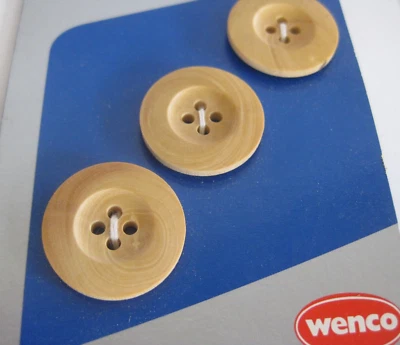 30 hochwertige Knöpfe Holz beige 22mm 2 cm 4 Loch rund Wäscheknöpfe natur Buche - Bild 1 von 4