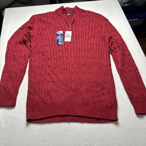 Izod Durham Cotton Sweater Large Jester Red Dahlia 1/2 Zipper NWT - Picture 1 of 8