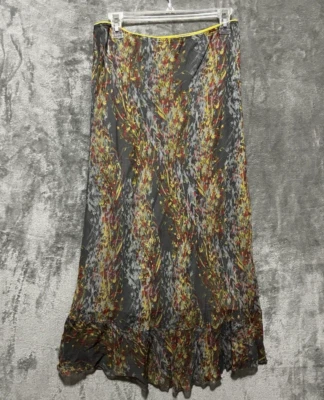Falda Sundance 100% Seda Talla 12 Pequeña Forrada Gris Amarillo Larga Estilo Y2K Foto 1 de 4