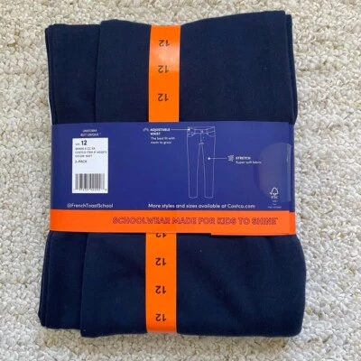 Pantalones de punto elásticos tostados franceses para niñas ropa escolar talla 12 azul marino - paquete de 2 Foto 1 de 2