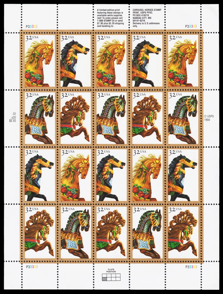 United States Scott 2979a Pane of 20 (1995) Mint NH VF, CV $13.00 W - Image 1 of 1