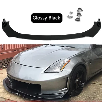 For Nissan 06 07 08 350z Z33 JDM Front Bumper Lip Spoiler Body Kit Glossy Black - Image 1 of 4