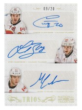 2013-14 National Treasures Trios Auto Curtis Glencross/Baertschi/Cundari /20