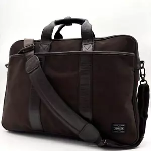 Porter Yoshida Tasche Businesstasche 2way A Nylon Leder braun echt aus Japan - Bild 1 von 24