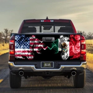 Calcomanía gráfica de vinilo envolvente puerta trasera bandera de Estados Unidos/Mexicana ahumada nueva para camión - Imagen 1 de 6