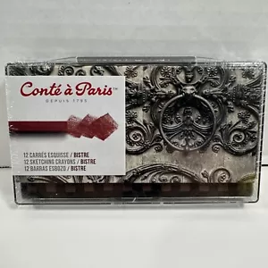 Juego de 12 lápices de dibujo Conté à Paris Bistre nuevo sellado - Imagen 1 de 7