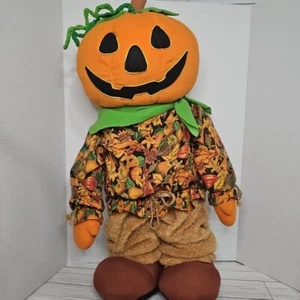 Vintage 2 Ft Pumpkin Porch Greeter Kids Of America Fall Burlap Belt - Picture 1 of 14