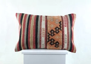 Kilim Pillow Cover 16x24 in Traditional Handmade Anatolian Lumbar Cushion A1453 - Picture 1 of 4