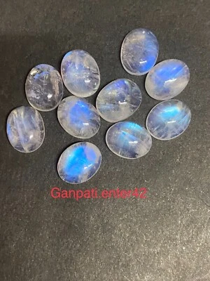 Natural Rainbow Moonstone Oval Cabochons 11x9 MM Calibrated Loose Gemstone E - image 1 of 4