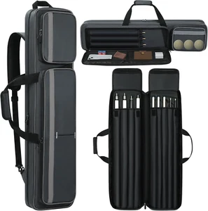 Pool Cue Case 4X5, Pool Cue Carrying Case Soft Padded Billiard Stick Bag with Mu - Picture 1 of 7