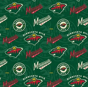 BTHY NHL Hockey Minnesota Wild Tone on Tone Green Cotton Fabric By The Half Yard - Picture 1 of 1