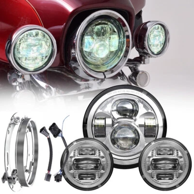 For Honda Shadow ACE 1100 VT1100C2 750 7" LED Headlight & 4.5" Passing Lights  - Image 1 of 4