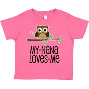 Inktastic My Nana Loves Me Owl Toddler T-Shirt Granddaughter Childs Girls Cute - Picture 1 of 11