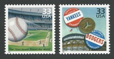 Brooklyn Dodgers NY Giants Yankees Pennant Race and World Series Baseball Stamps