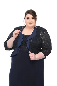 SleekTrends Womens Plus size Sequin Lace Ruffled  Bolero jacket - Picture 1 of 18