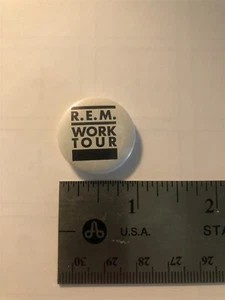 R.E.M.: Vintage WORK TOUR 1987 Pinback Button; 1" Round; Perfect Condition - Picture 1 of 1