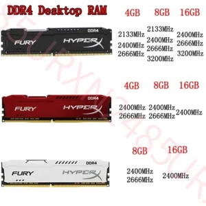32GB 16GB 8GB 4GB DDR4 2133 2400 2666 3200 DIMM Desktop RAM For HyperX FURY Lot - Picture 1 of 11