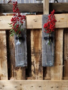 Sconces Flowers Reclaimed Pallet Wood Farmhouse Shabby Rustic Handcrafted New - Picture 1 of 9