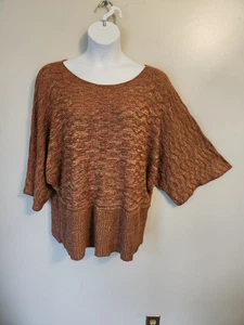 Liz & Me 3/4 Dolmanärmel Metallic Glitzer Strick Pullover Orange 4X 30 32 - Bild 1 von 6
