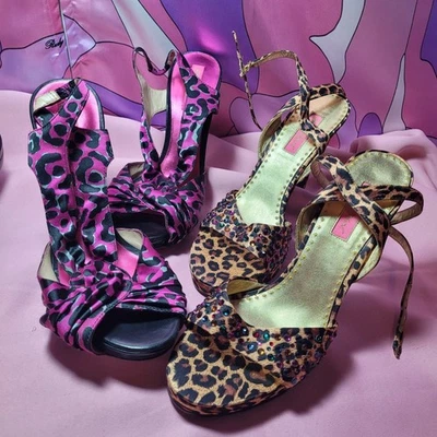 Zapatos Betsey Johnson Para Mujer Talla 9.5 Gyaru Gal Estampado Leopardo Betseyville Fiesta Foto 1 de 4