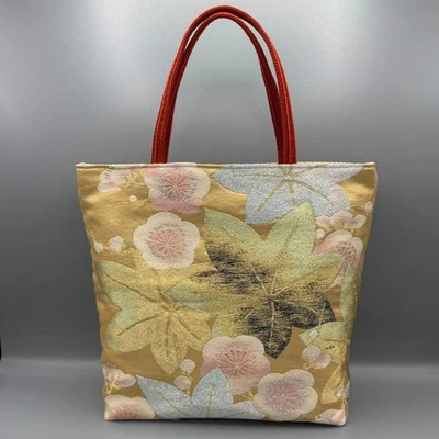Bolso de Mano Kimono Obijime Hecho a Mano Remake Oro Ciruela Arce Foto 1 de 4