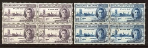 FALKLAND ISLANDS  King George VI 1946 The Victory Set BLOCKS SG 164 & SG 165 VFU - Picture 1 of 2