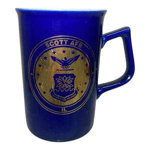 United States Air Force Scott AFB Illinois Cobalt Blue Gold Coffee Tea Mug - Picture 1 of 9