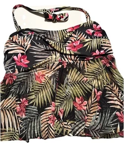 Kona Sol Tankini Top Bandeau Multicolor Palm Tree Size 3XL (24W-26W)  - Picture 1 of 4