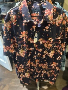 Uomo Perry Ellis Floreale Tropicale Bottone Down XLT Nuovo con etichette Nero Multicolore SS - Foto 1 di 5
