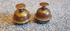 Vintage Indian Red Brass Bell Chimes X2 - Picture 1 of 5