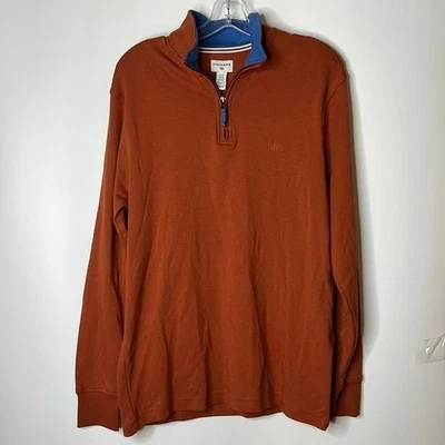 NUEVO CON ETIQUETAS Dockers Hombres Marrón Spice Algodón 1/4 Cremallera Pullover Sudadera M MEDIANA Foto 1 de 4