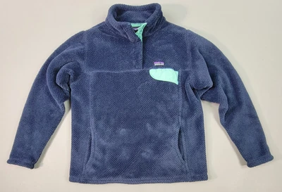 Patagonia Youth Fleece Jacket Size Large (12) Blue Pockets Stand Collar Warm - Image 1 of 4