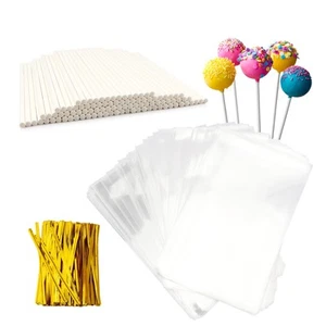 300 PCS Cake Pop Sticks and Wrappers Kit, Including 100Pcs 6-inch Paper Lolli... - Picture 1 of 7