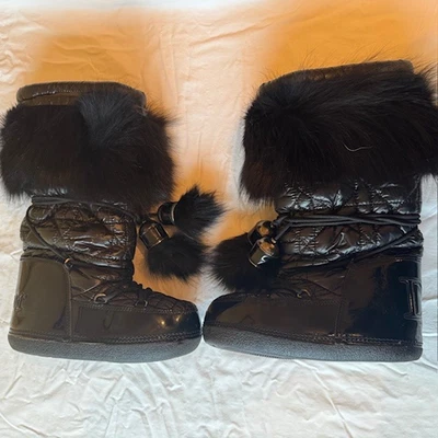 Stivali donna Dior by John Galliano y2k vintage pelliccia nera luna taglia 36-38 - Immagine 1 di 4