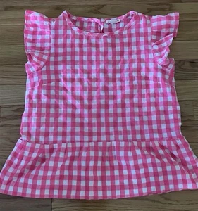 NWOT: Girls J. Crew Crewcuts Pink & White RUFFLE TOP, Sz 12, CUTE! GREAT BRAND! - Picture 1 of 5