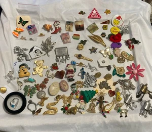 Vintage Lot  Assorted Pins Butterflies Flowers Christmas School Western Decor ++ - Picture 1 of 9