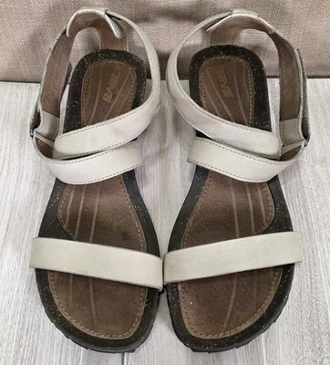 Sandalias Teva Cabrillo Correa Cuña 2 Cuero Tostado Crema Para Mujer Talla 8 Cruzadas Foto 1 de 4