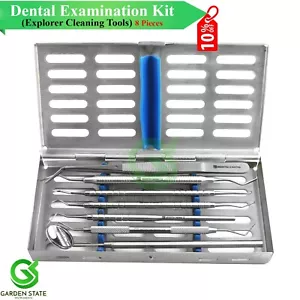 Dental Examination Kit Explorer Cleaning Probe Basic Hygiene Tweezer Mirror - Picture 1 of 9