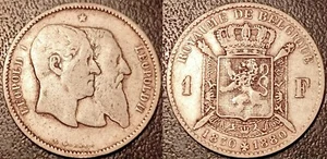Belgique - Léopold II - 1 franc 1880 argent 50è anniversaire de la Belgique !!! - Foto 1 di 1