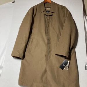 NWT London Fog Men's Trench Long Rain Coat Removable Liner Sz 40R British Khaki - Picture 1 of 12